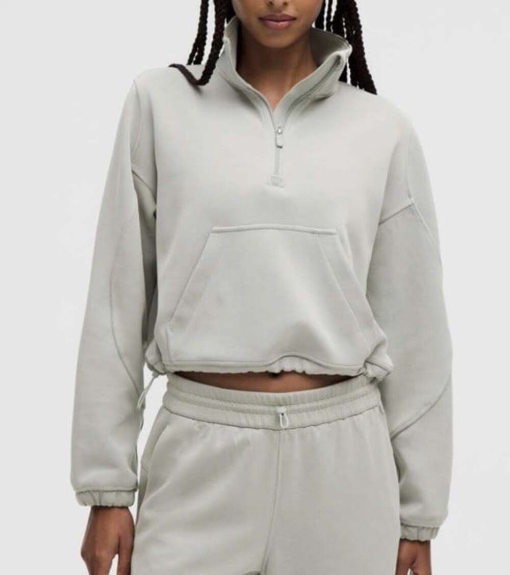 Lululemon Brushed Softstreme Half Zip Jade Grey Sz 2
